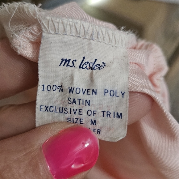 Vintage MS.LESLEE Lace Satin Teddy Romper n Light Pink/ivory. Size M - Picture 2 of 9